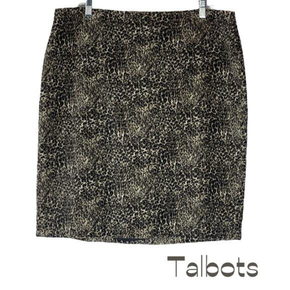 Talbots Dresses & Skirts - Talbots  Brown Tan Animal Print 100% Cotton Velvet Party Event Skirt NWT Size 16
